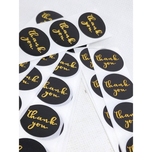 Express Your Gratitude with Black Gold Writing Thank You Stickers - Picture 5 of 9